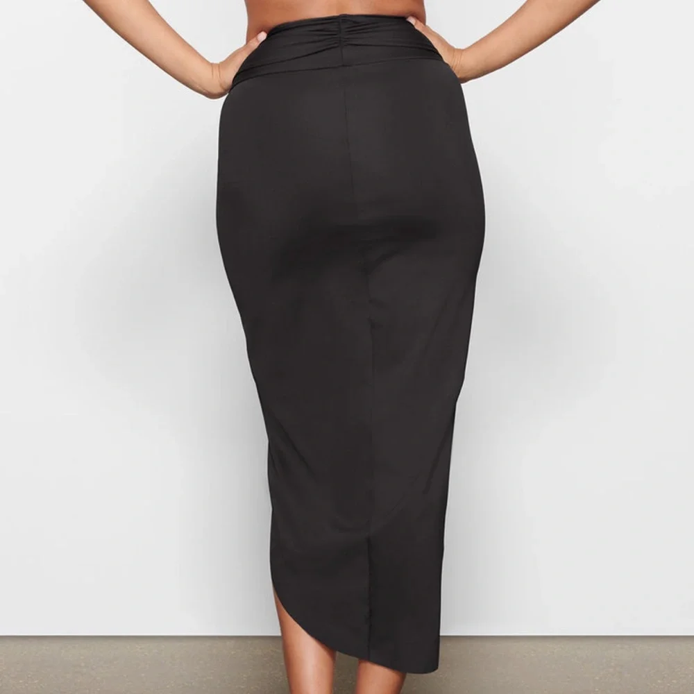 SKIMS Black Twist Front Swim Sarong